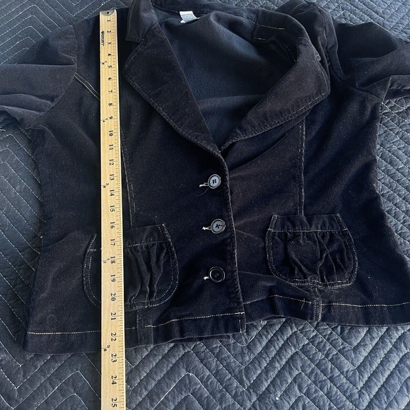 Tulle Plus Jacket Women Plus Size 1X Black Corduroy Button Up Blazer Long Sleeve - Picture 7 of 8